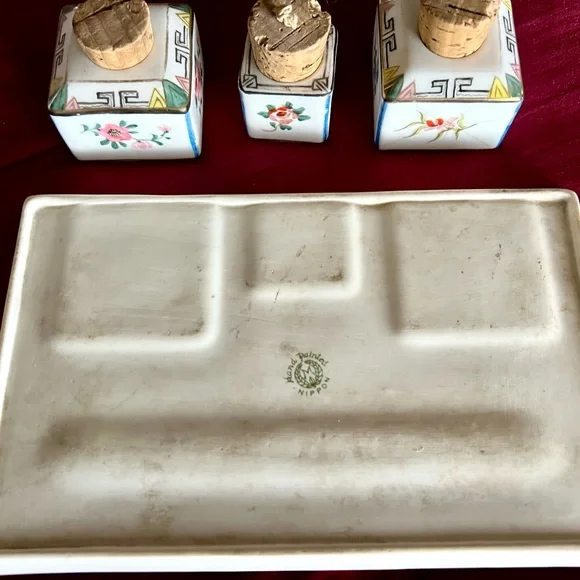 Inkwell or spice jar set, highly collectible,porcelain Nippon marked M Morimura - Picture 6 of 12